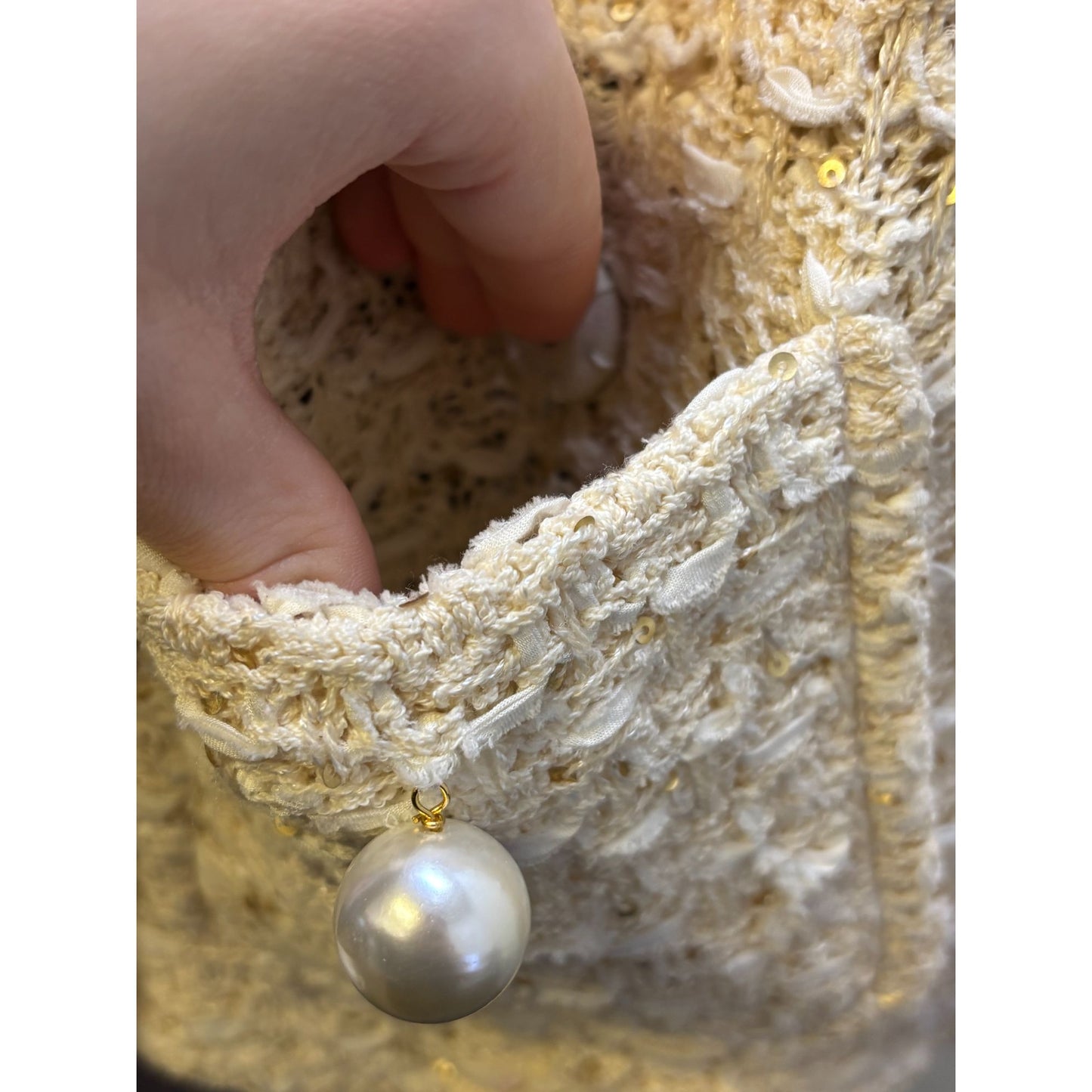 St. John Couture Pearl Accent Jacket Ivory Size 10