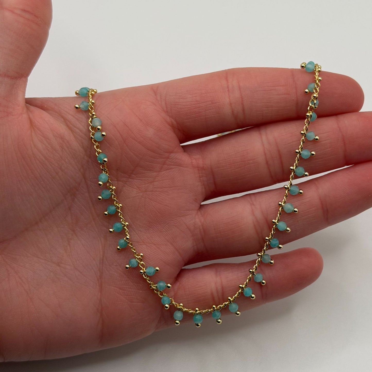 Kendra Scott Jenna Choker Necklace Gold-Tone With Aqua Beads