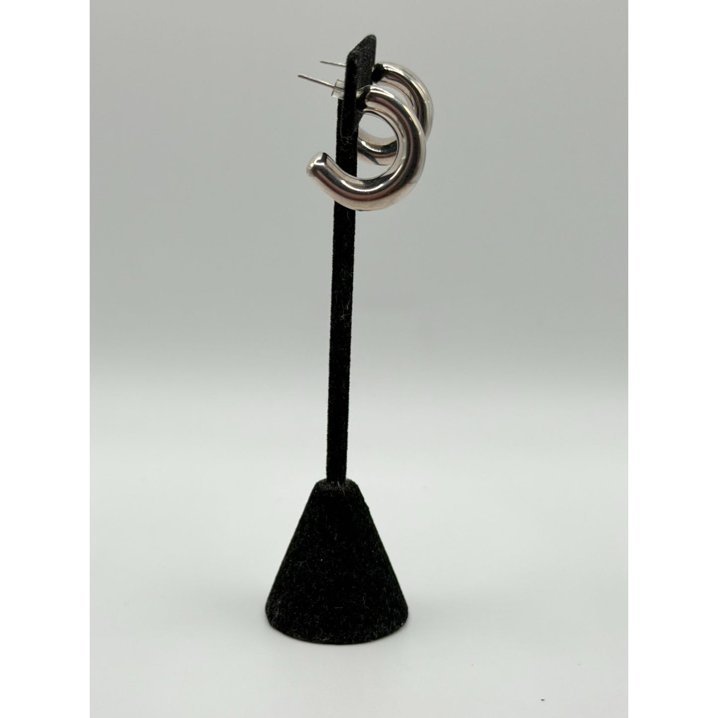 Sterling Silver 925 Chunky Triple Band Hoop Earrings