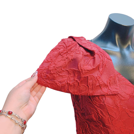 Teri Jon Rickie Freeman Exclusive Textured A-Line Dress Short Sleeves Size 4