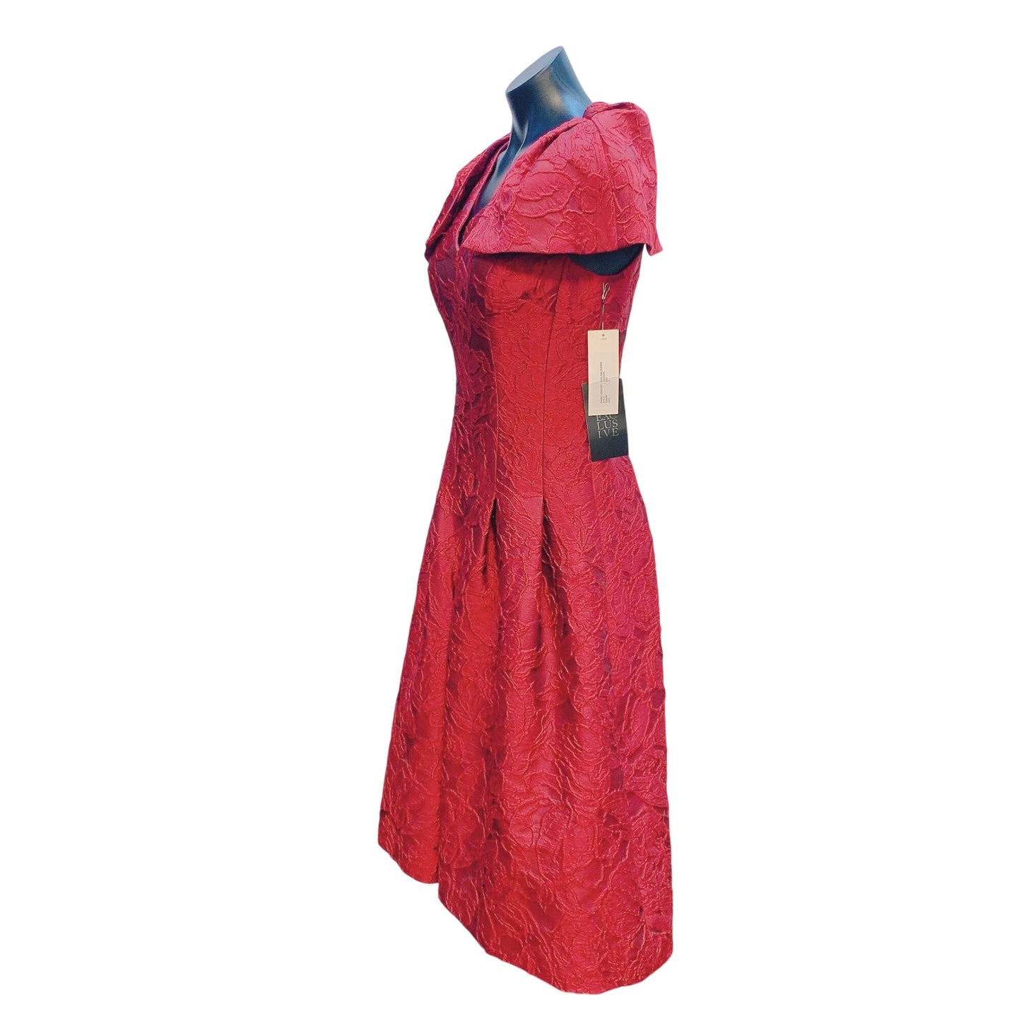 Teri Jon Rickie Freeman Exclusive Textured A-Line Dress Short Sleeves Size 4