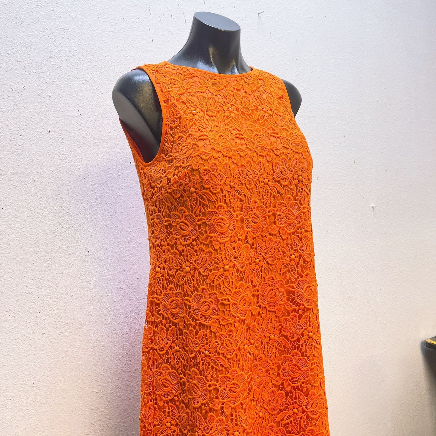 Phoebe Couture Orange Lace Overlay Short Dress 12