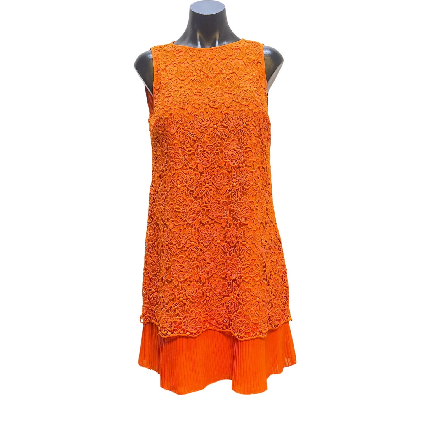 Phoebe Couture Orange Lace Overlay Short Dress 12
