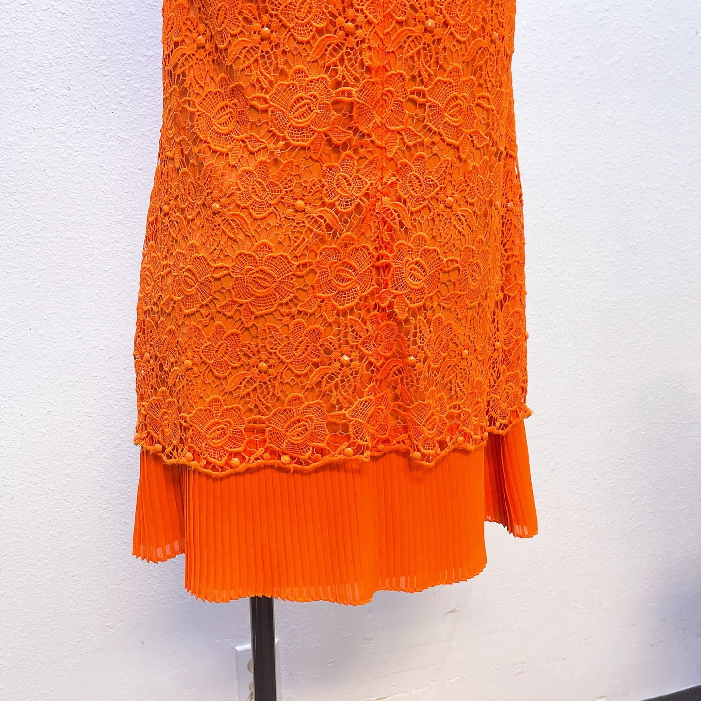 Phoebe Couture Orange Lace Overlay Short Dress 12
