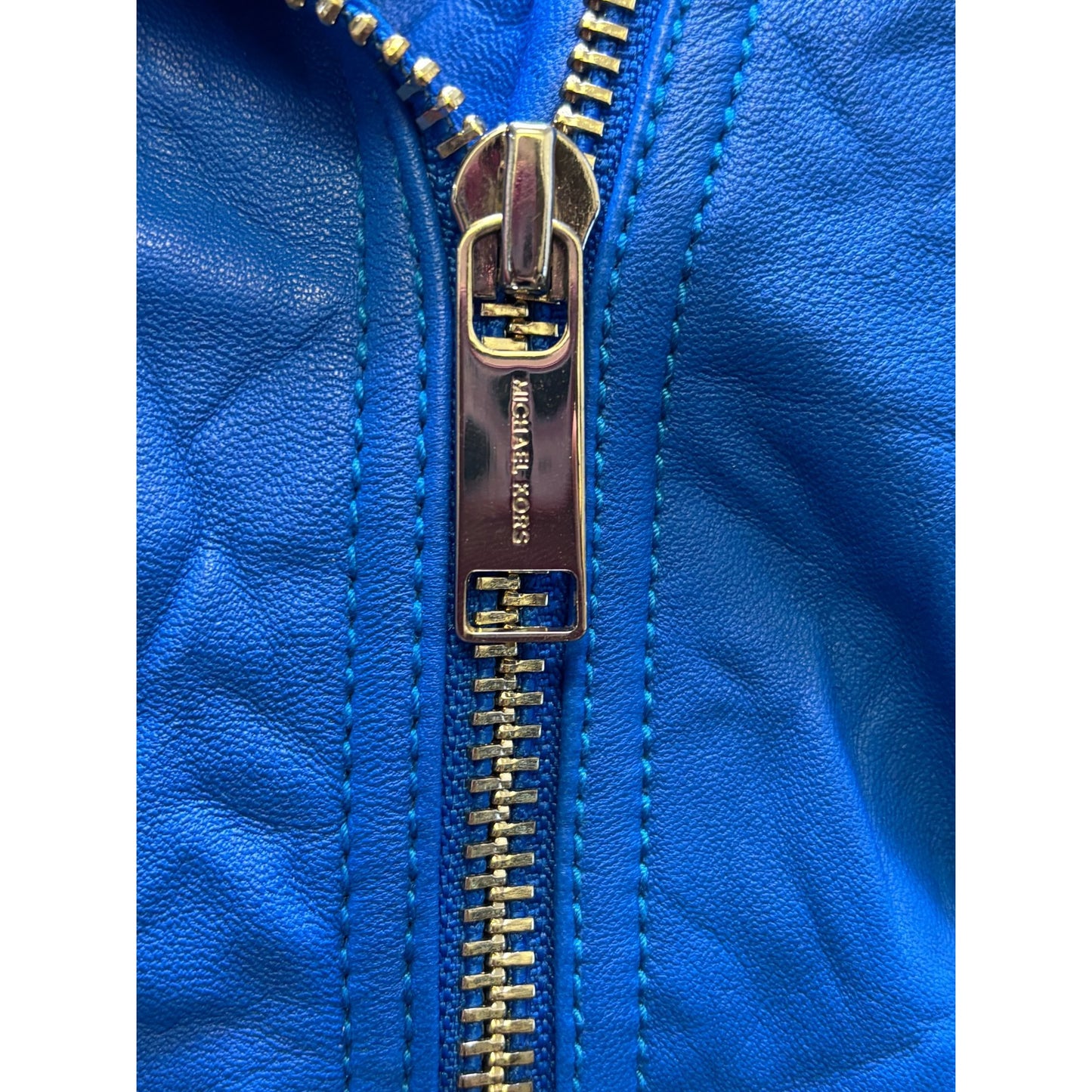 Michael Kors Blue Lambskin Leather Jacket S