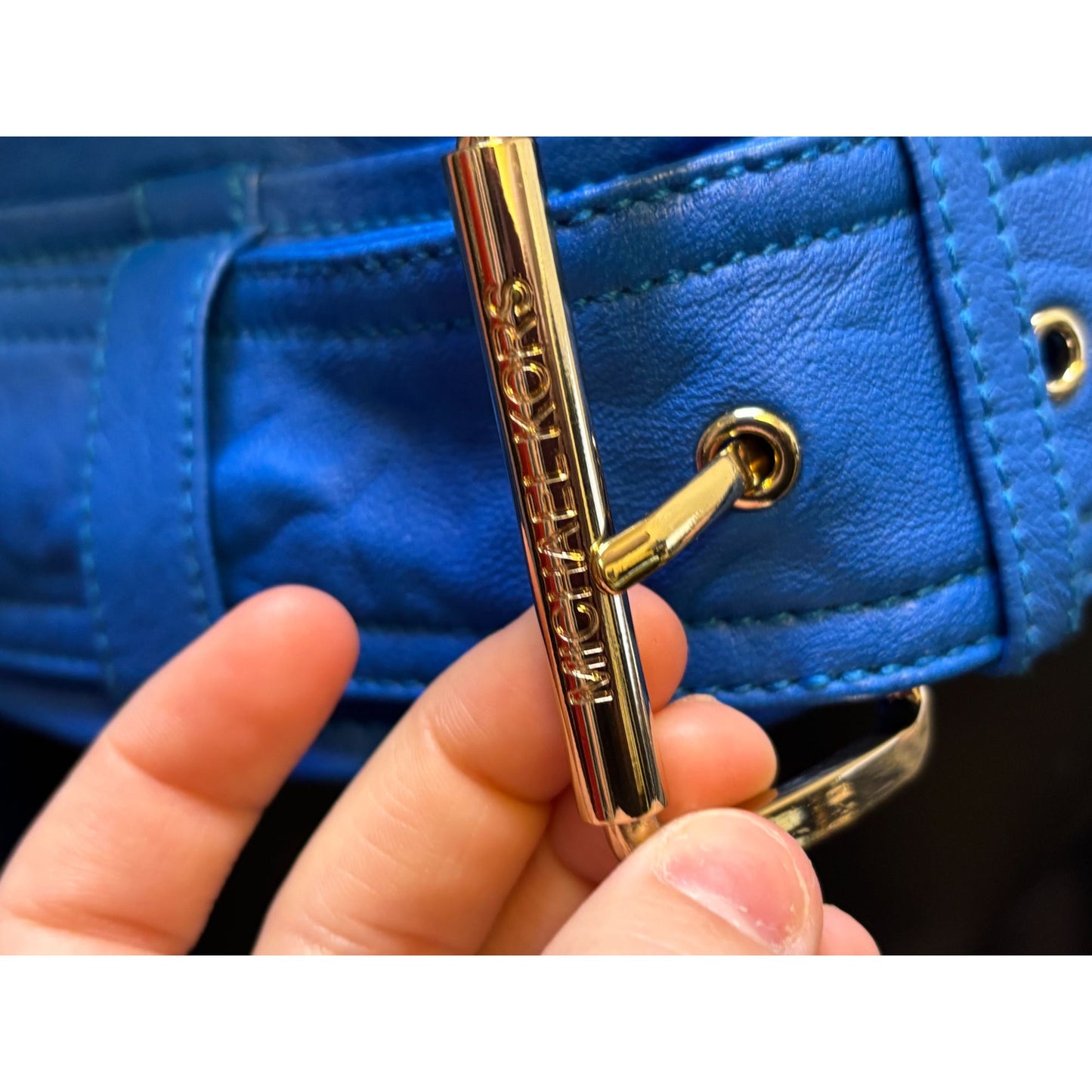 Michael Kors Blue Lambskin Leather Jacket S