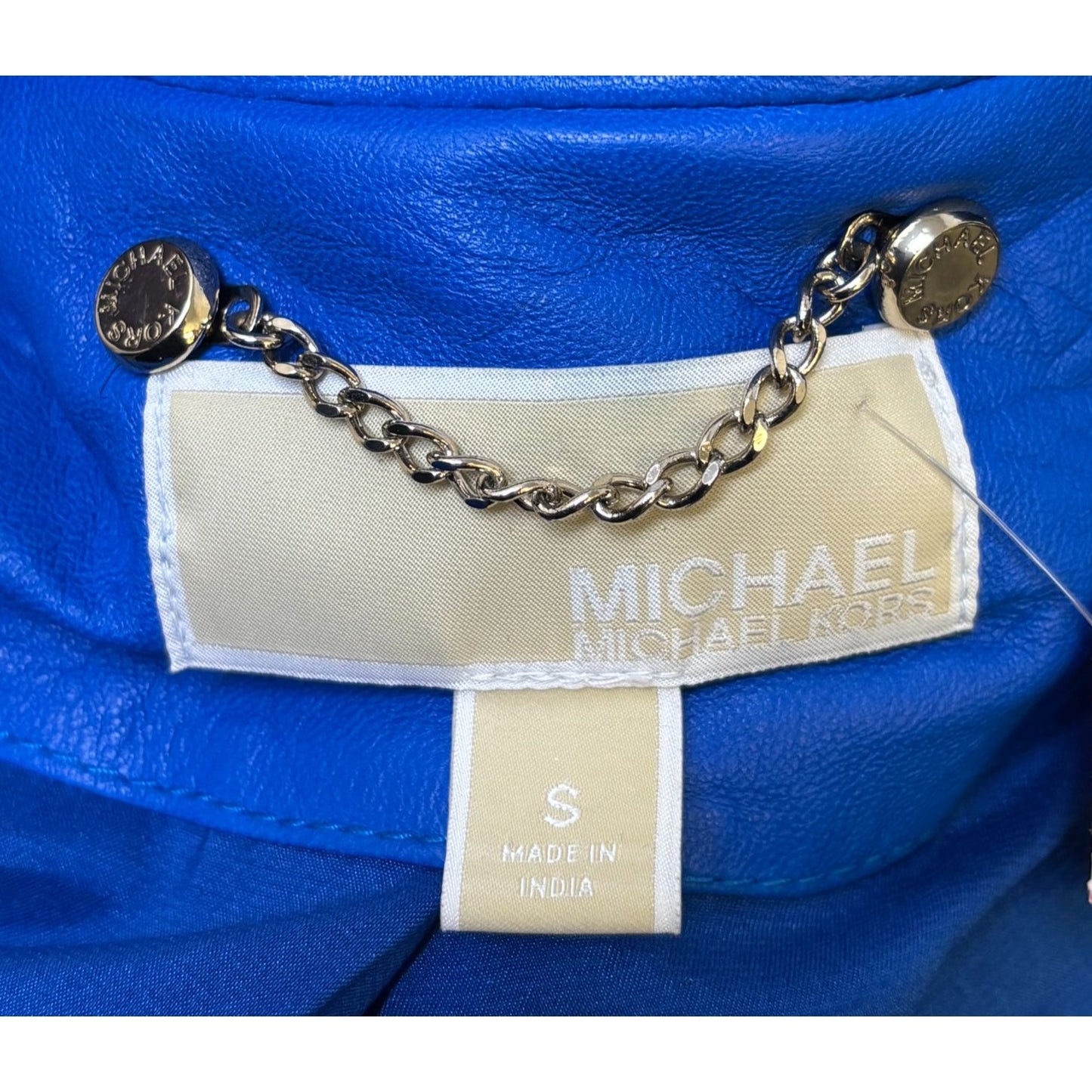Michael Kors Blue Lambskin Leather Jacket S