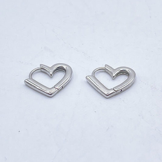 925 Sterling Silver Forever Heart-Shaped Hoop Earrings