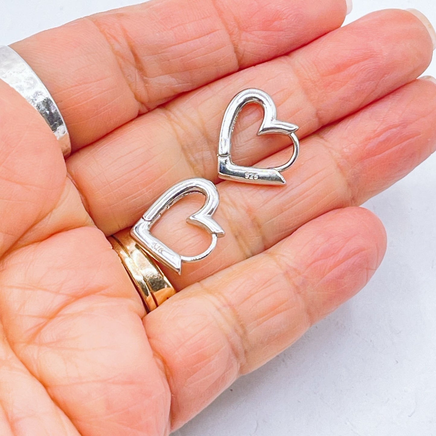 925 Sterling Silver Forever Heart-Shaped Hoop Earrings