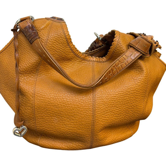 Brighton Brown Leather Hobo Bag With Heart Charm Accent