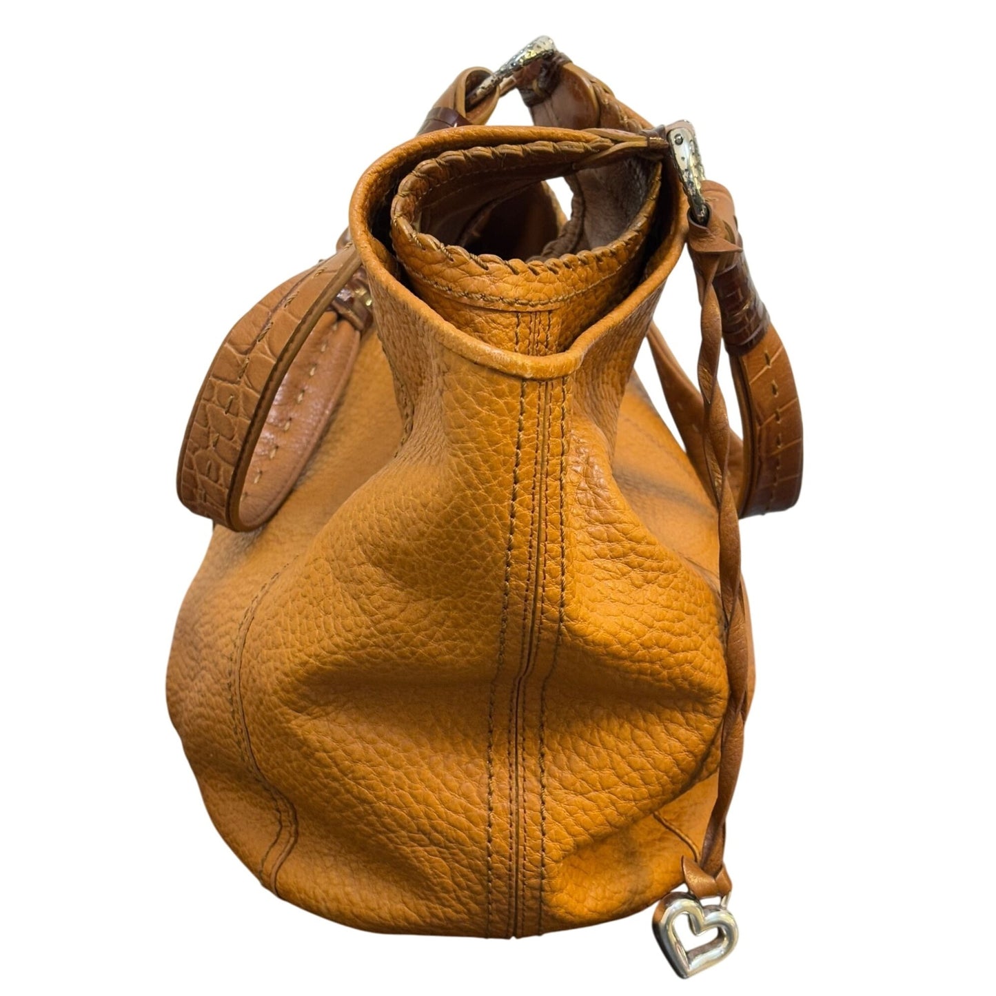 Brighton Brown Leather Hobo Bag With Heart Charm Accent