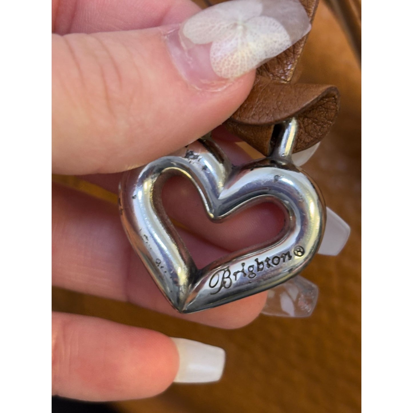Brighton Brown Leather Hobo Bag With Heart Charm Accent