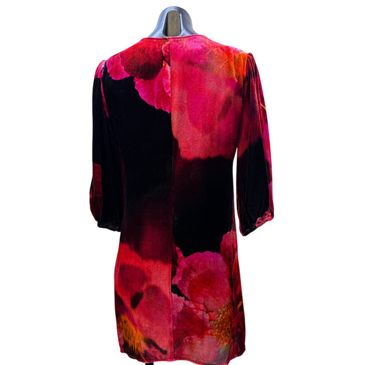 Johnny Was Embroidered Velvet Floral Blouse Black & Multi-Color XS