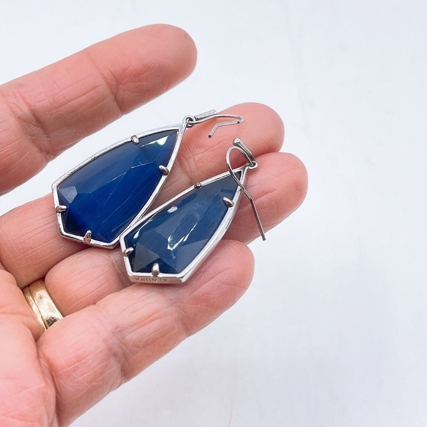 Kendra Scott Faceted Blue Gemstone Drop Earrings Hooks