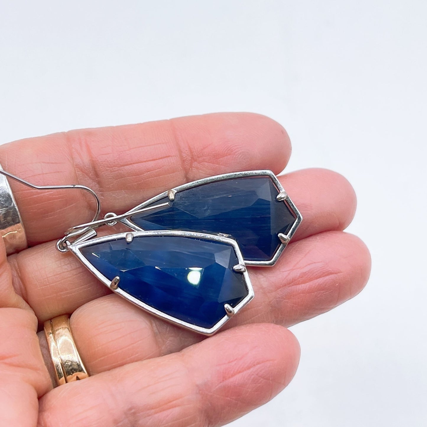 Kendra Scott Faceted Blue Gemstone Drop Earrings Hooks