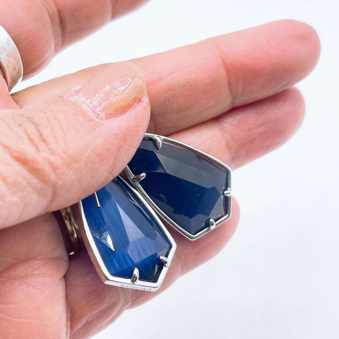 Kendra Scott Faceted Blue Gemstone Drop Earrings Hooks