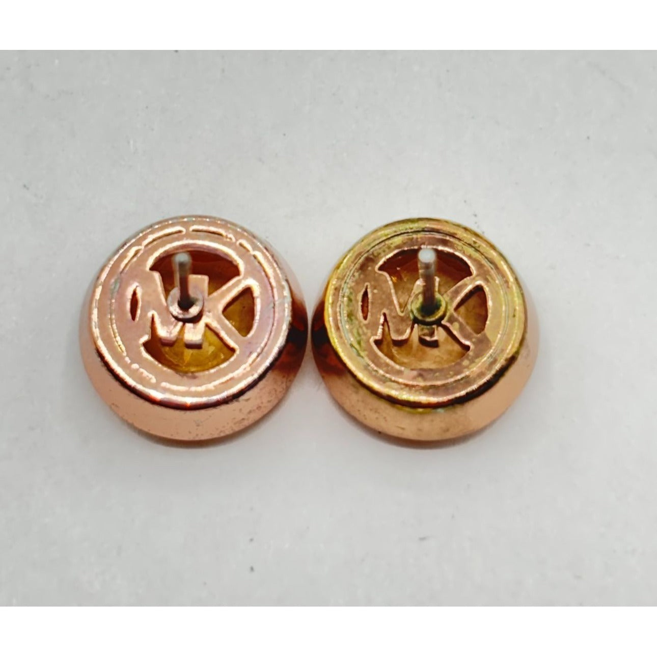 Michael Kors Womens Rose Gold-Tone & Orange Crystal Stud Earrings