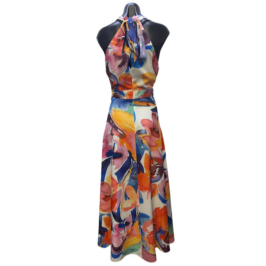 NWT Tahari Arthur S. Levine Multi-Color Halter Maxi Dress Floral Print 8
