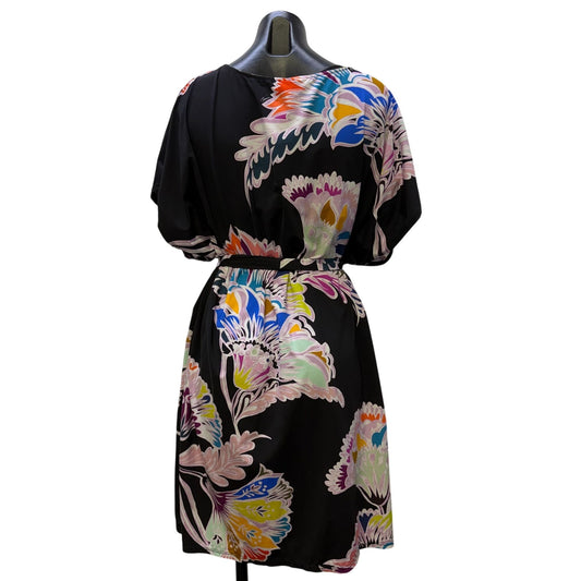 Trina Turk Belted Floral Dress Black Multicolor XL