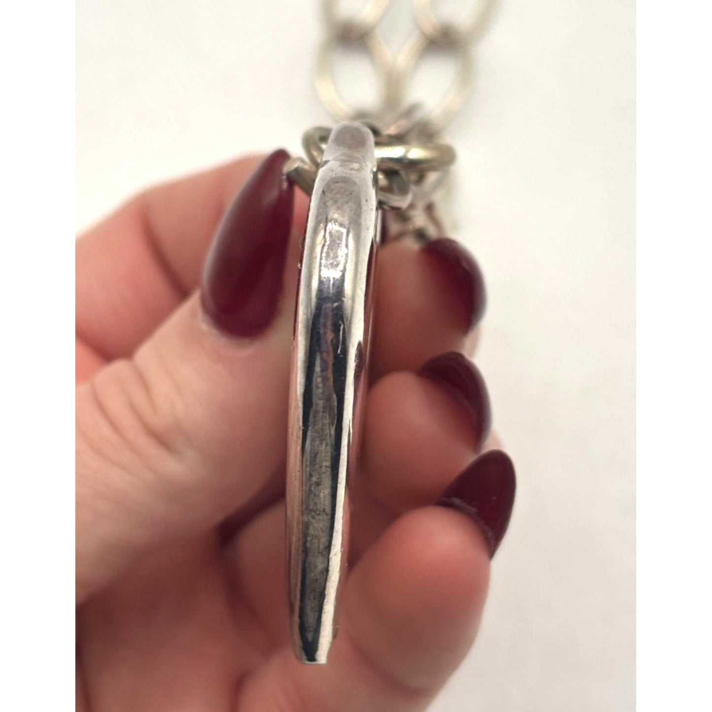 Silver Heart Pendant Necklace With Chain & Toggle Clasp 925