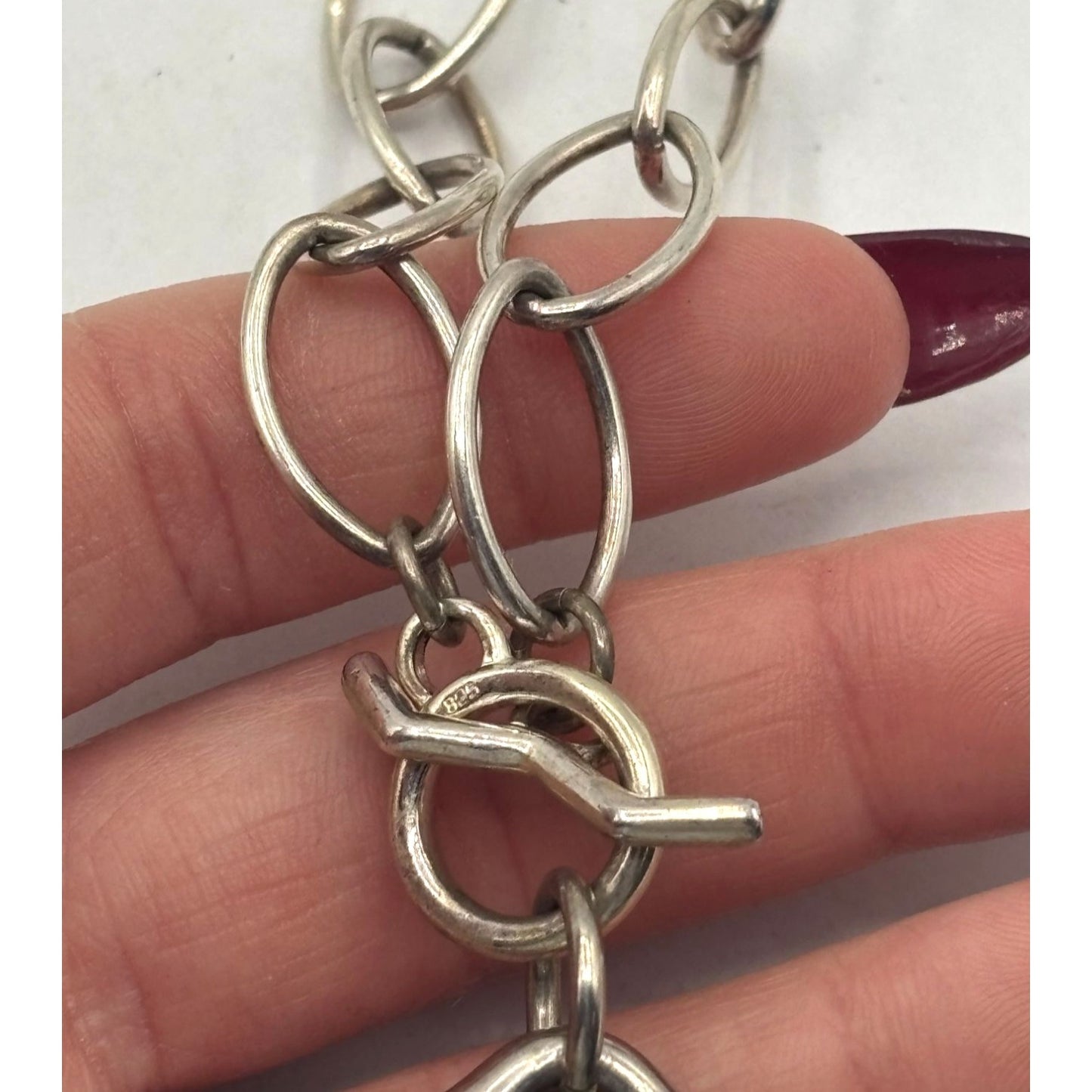 Silver Heart Pendant Necklace With Chain & Toggle Clasp 925