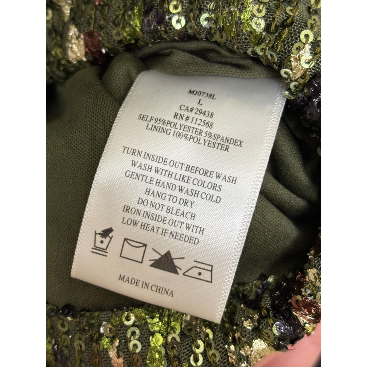 NWT Miss Me Green Sequin Jacket With Drawstring Waist L