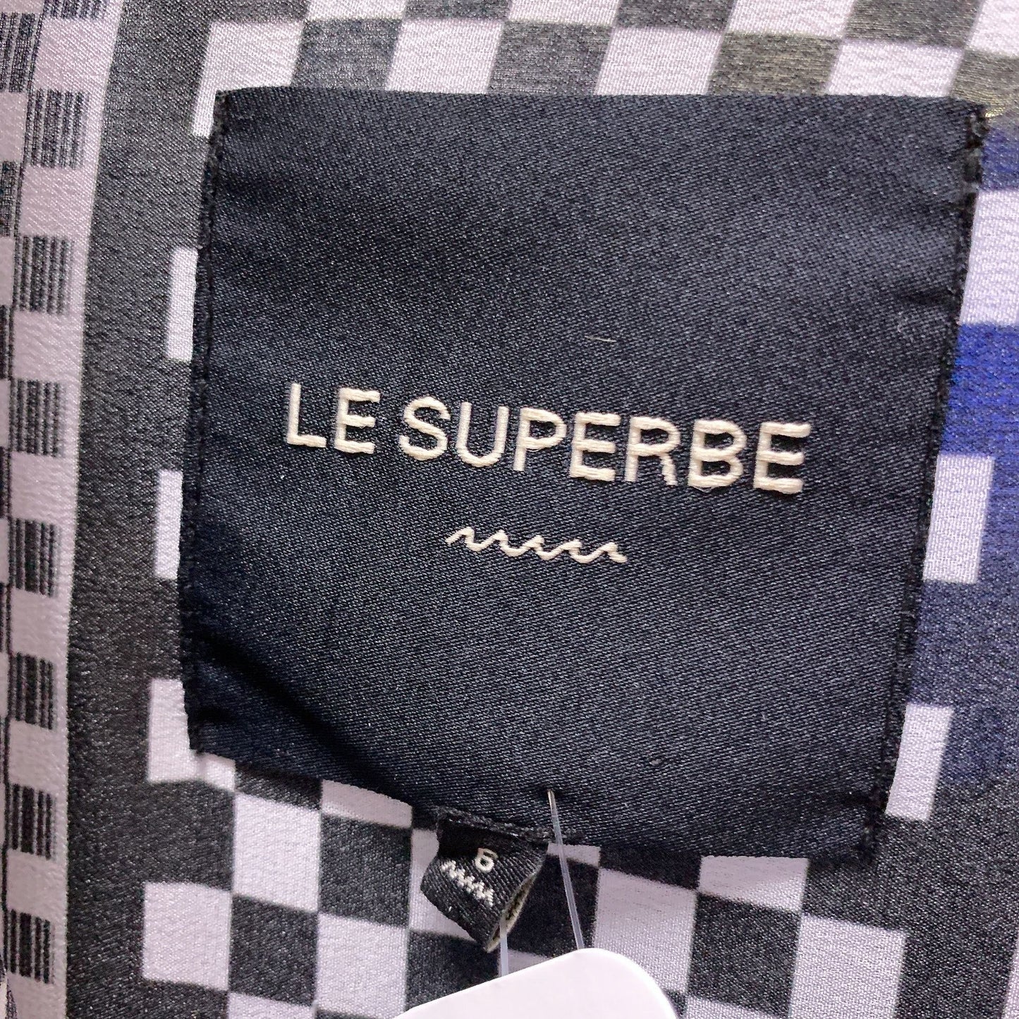 NWT Le Superbe Black & White Checked Silk Button-up Dress Size 6