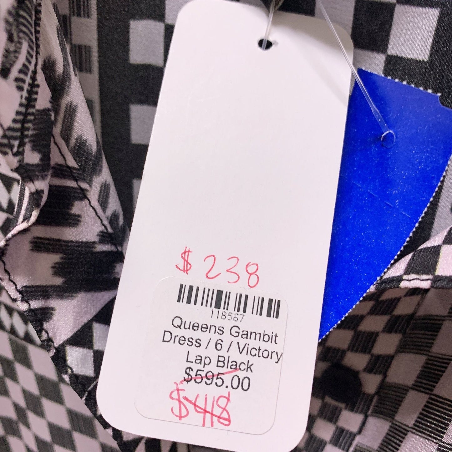 NWT Le Superbe Black & White Checked Silk Button-up Dress Size 6