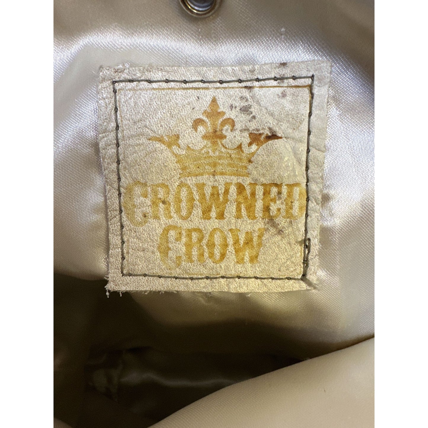 Crowned Crow Leather & Fabric Hobo Bag w/Floral Design