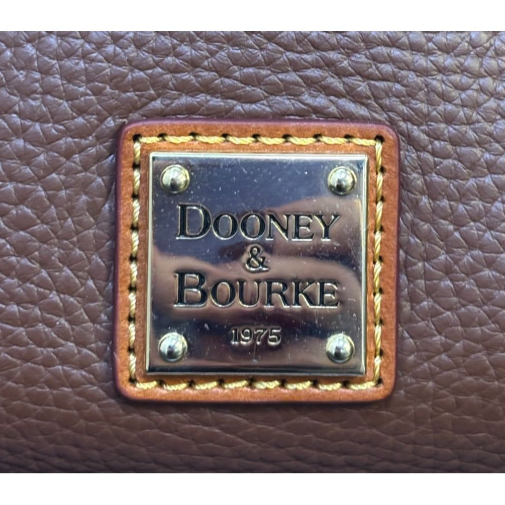 Dooney & Bourke Pebble Leather Satchel Bag With Adjustable Strap & Tassels - Brown