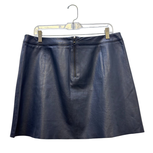 Vince Leather A-Line Skirt Smoke Blue Size 12