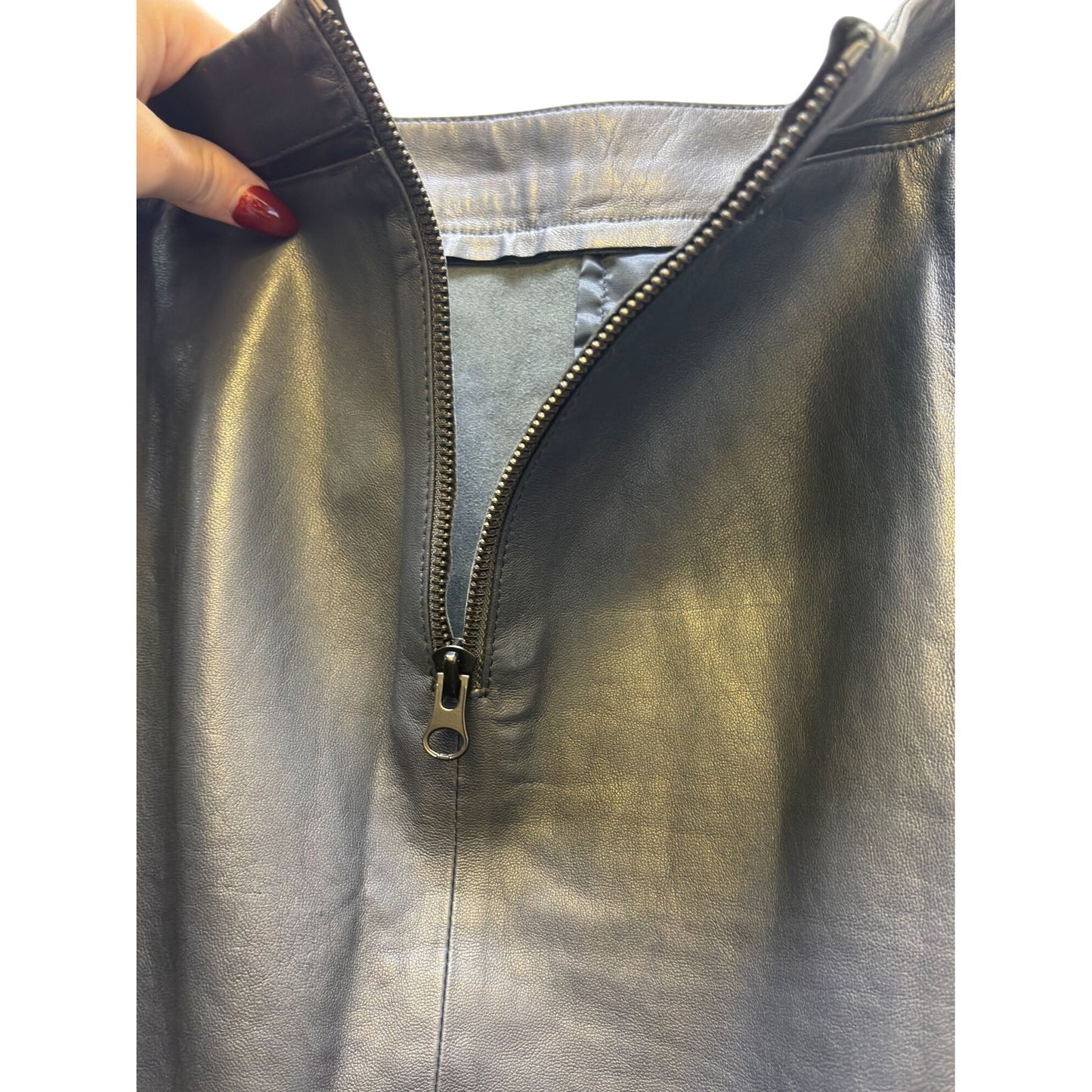 Vince Leather A-Line Skirt Smoke Blue Size 12