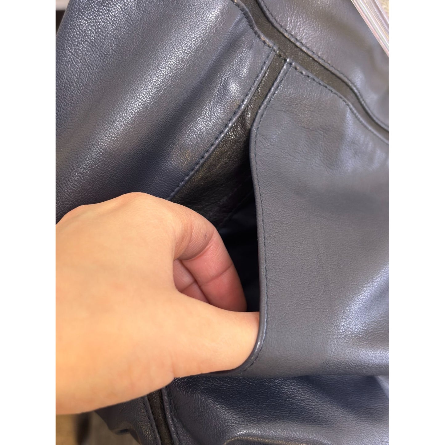 Vince Leather A-Line Skirt Smoke Blue Size 12