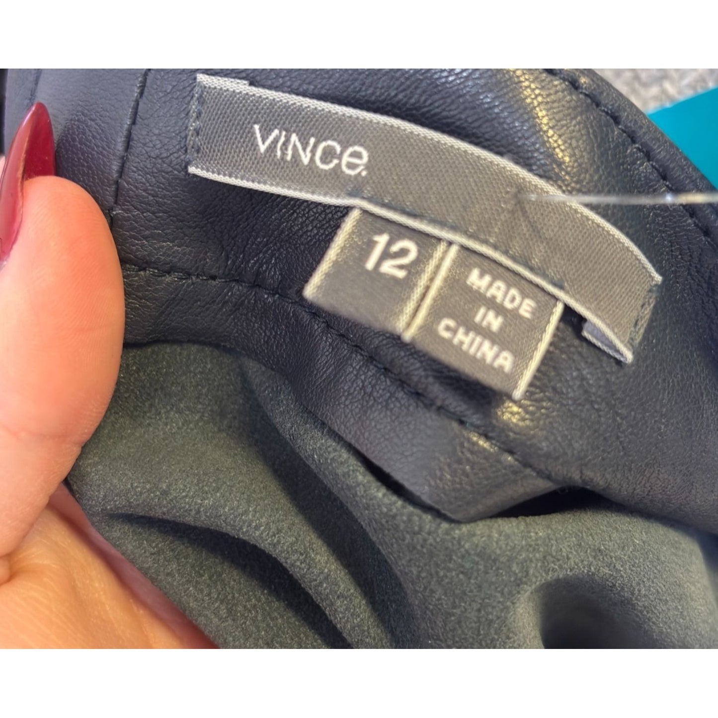 Vince Leather A-Line Skirt Smoke Blue Size 12