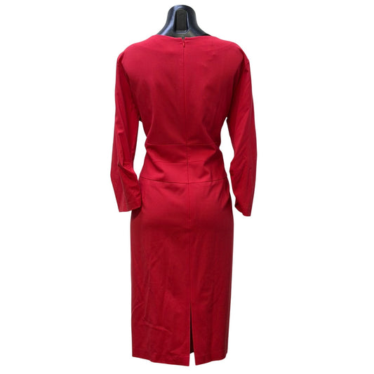 NWT Lafayette 148 New York Red Long-Sleeve Midi Dress Size 16
