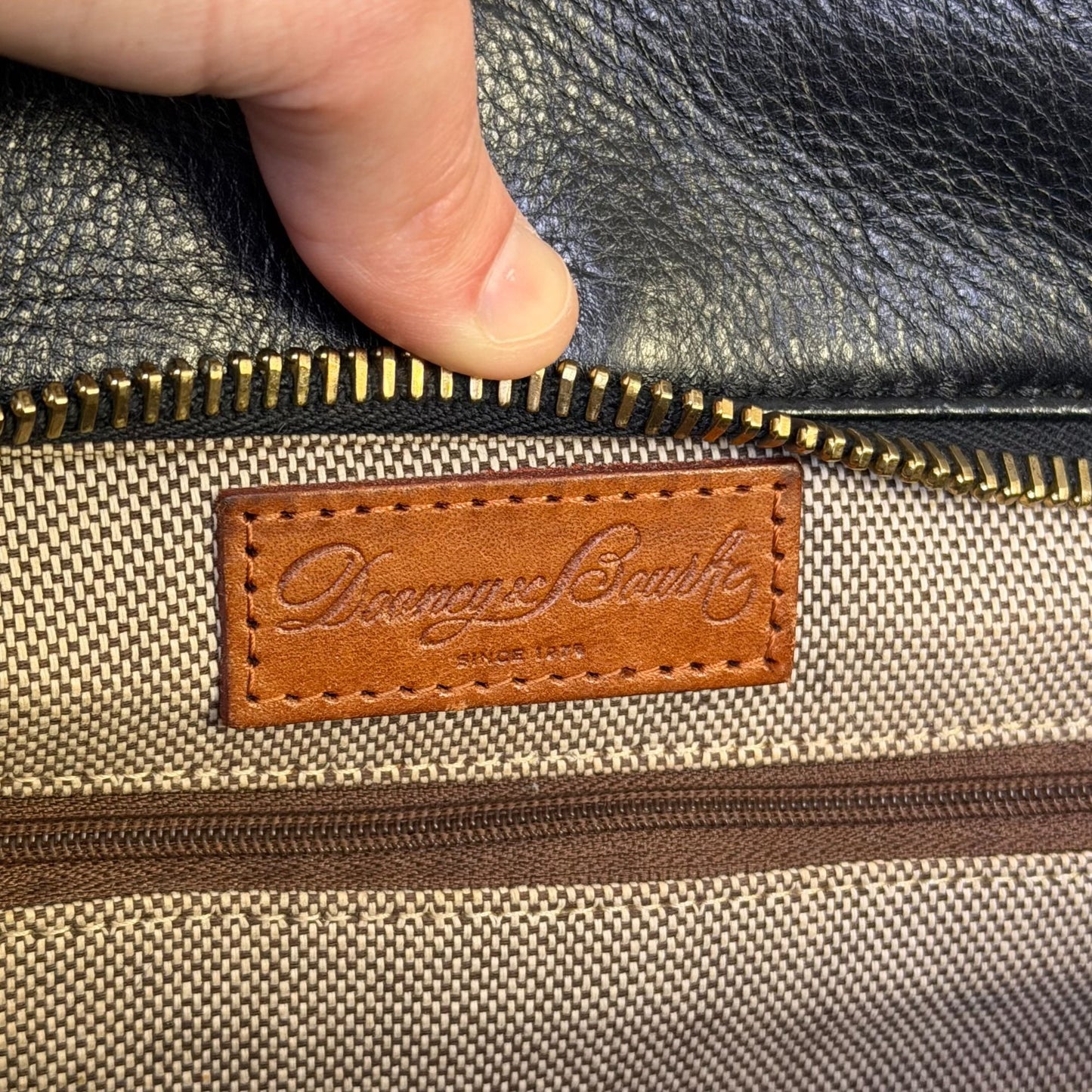 Dooney & Bourke Vintage Black & Brown Leather Tote Bag