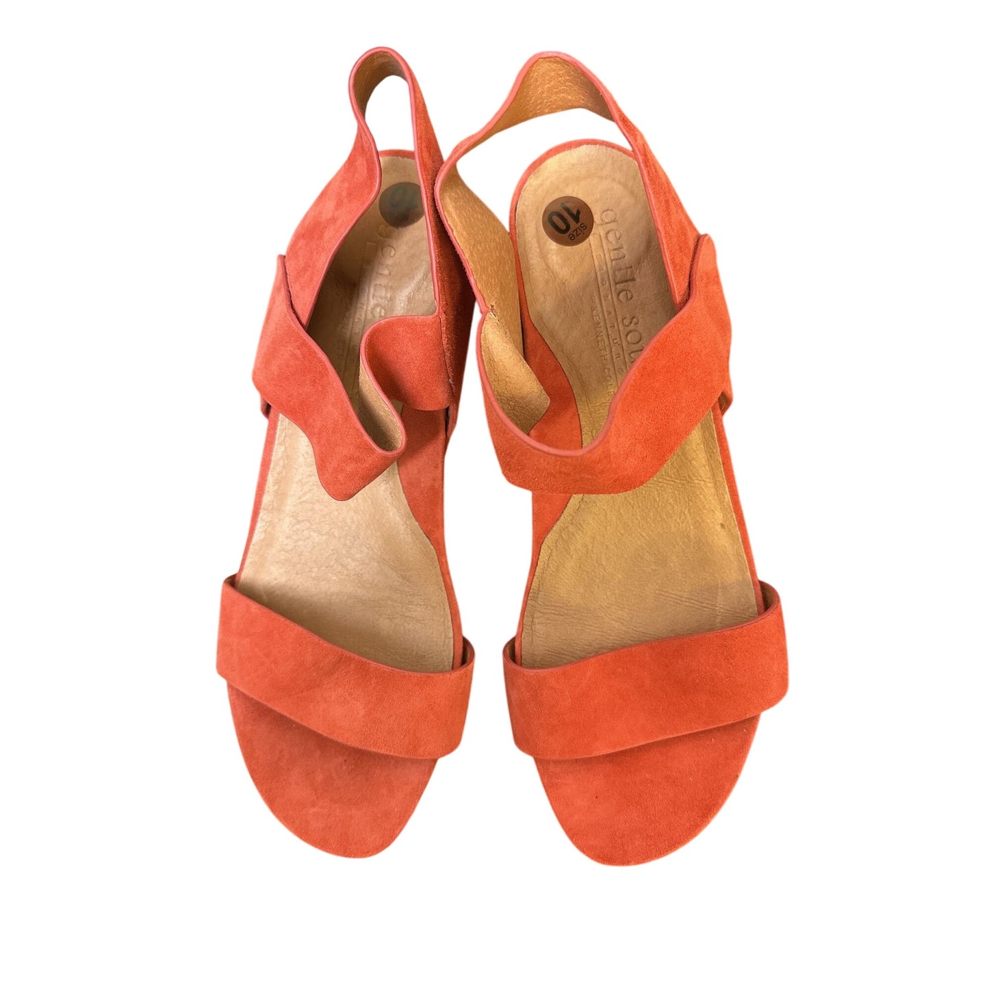 Gentle Souls Red Suede Open-Toe Wedge Sandals Size 10
