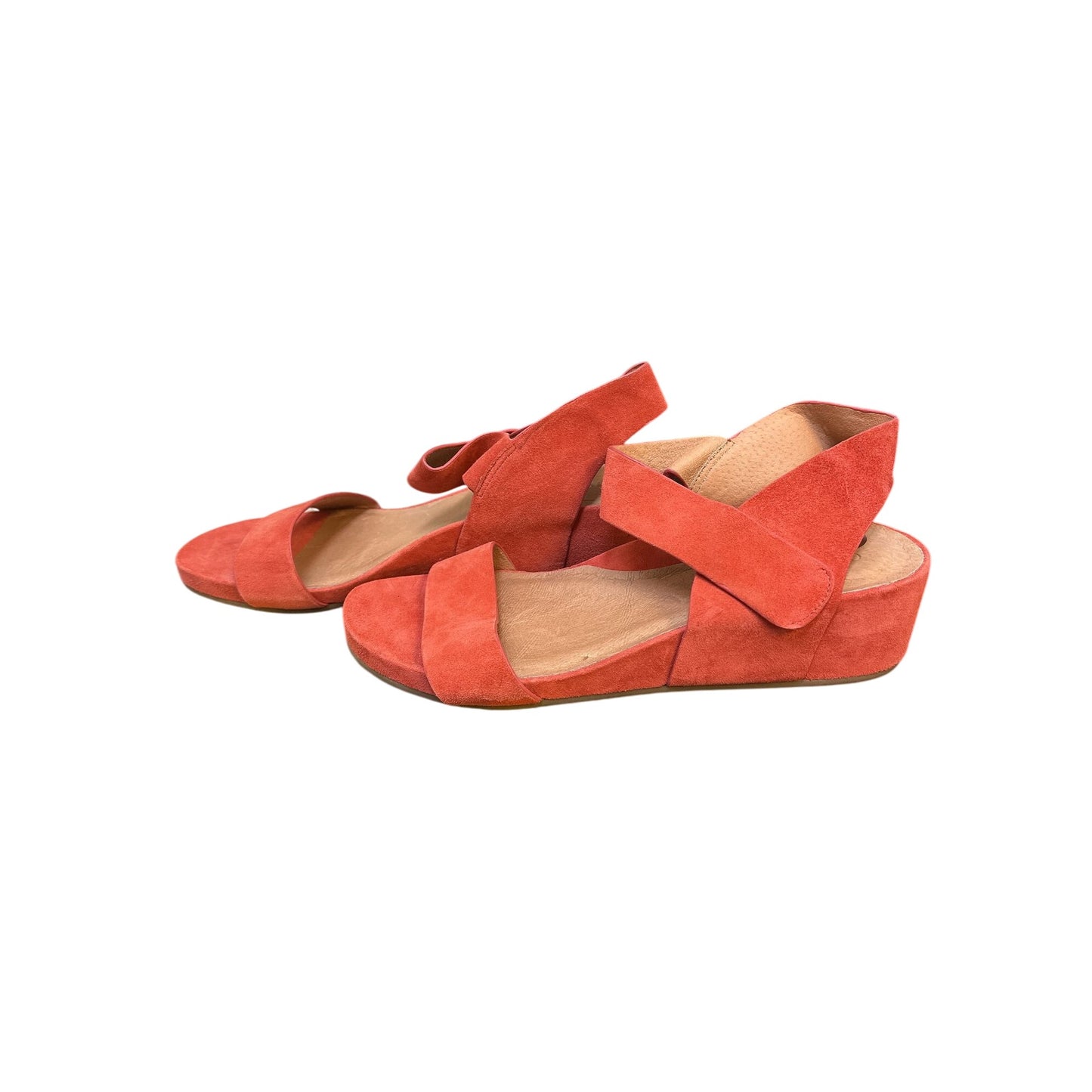 Gentle Souls Red Suede Open-Toe Wedge Sandals Size 10