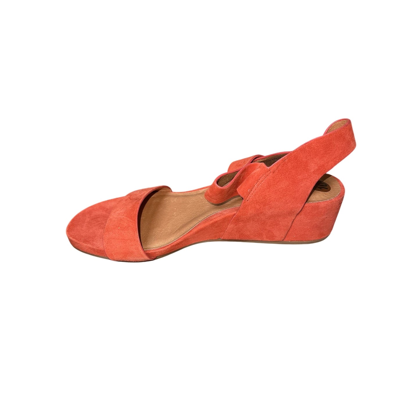 Gentle Souls Red Suede Open-Toe Wedge Sandals Size 10