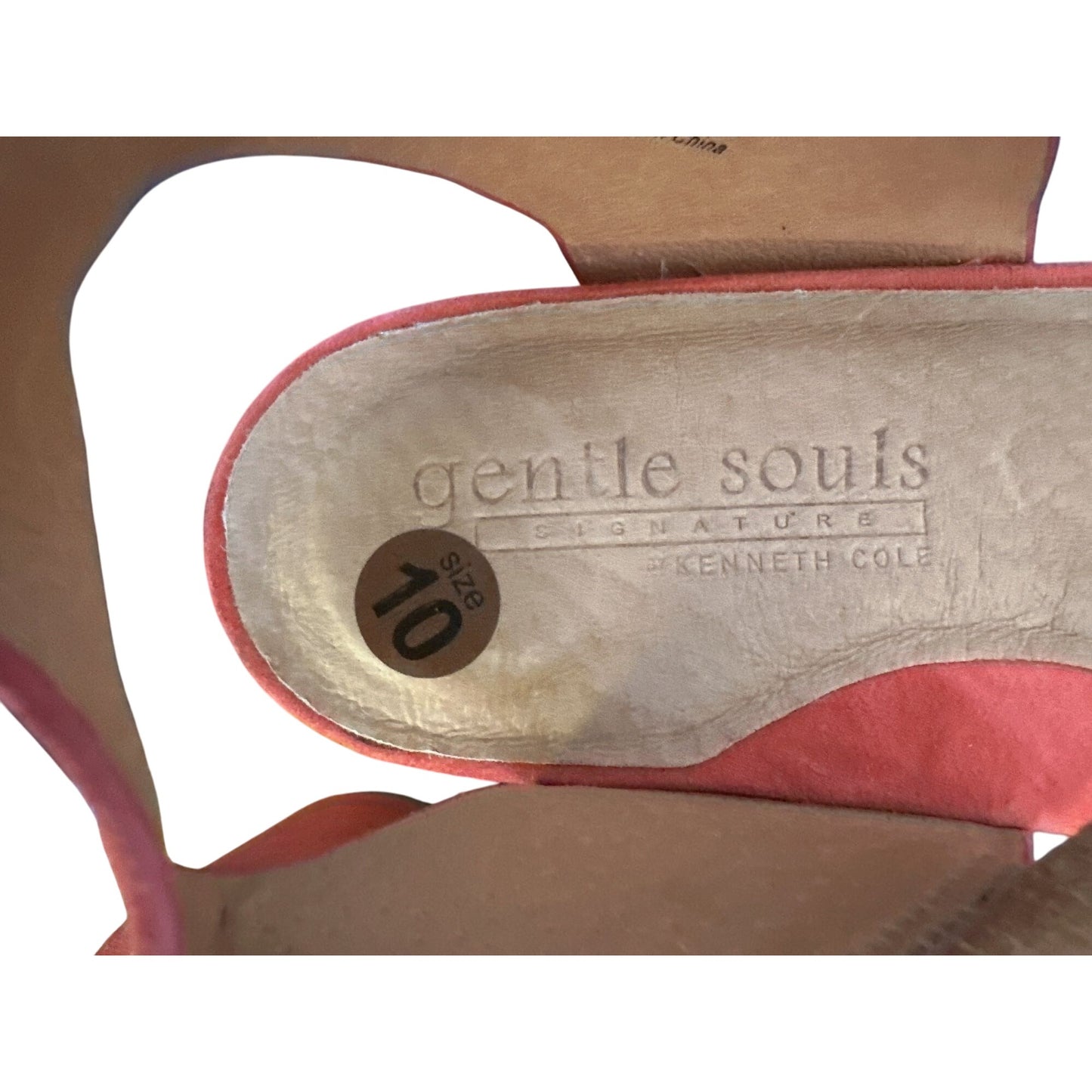 Gentle Souls Red Suede Open-Toe Wedge Sandals Size 10