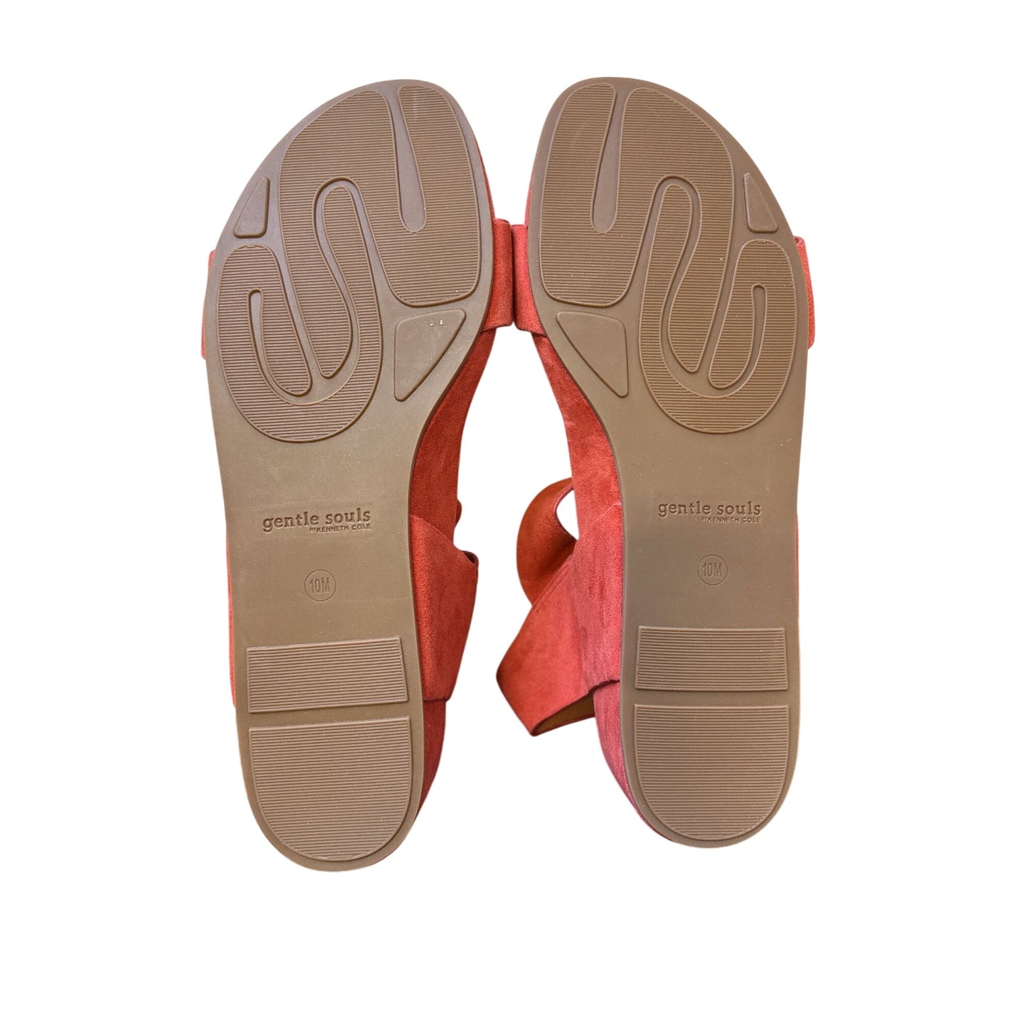 Gentle Souls Red Suede Open-Toe Wedge Sandals Size 10
