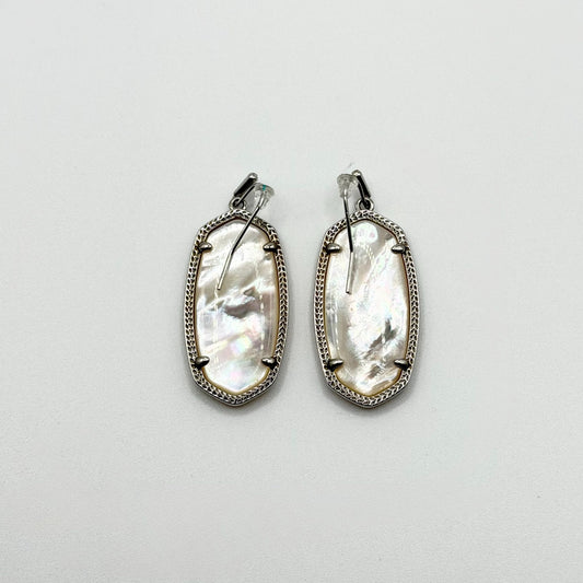 Kendra Scott Elle Silver Tone Drop Earrings With White Shell Oval Accents