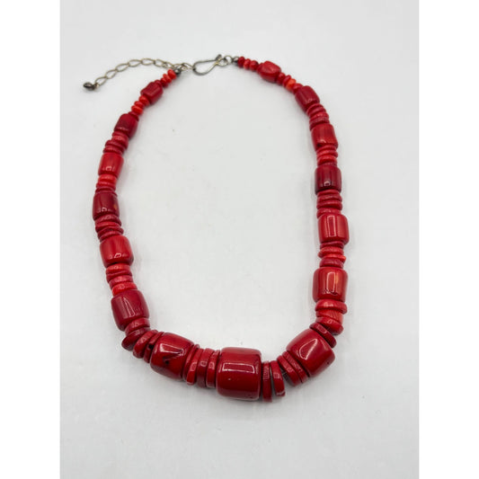 Jay King DTR Mine Finds Sterling Silver Red Coral Disk Necklace