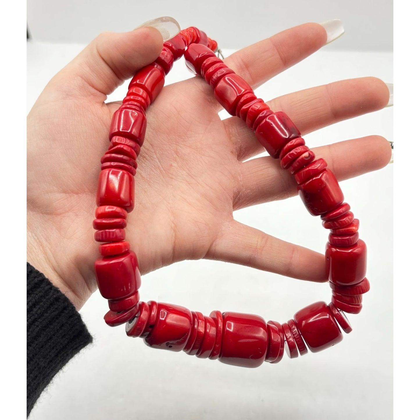 Jay King DTR Mine Finds Sterling Silver Red Coral Disk Necklace