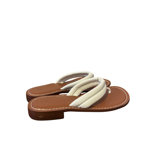 Bernardo Studio Leather Thong Sandals White & Tan 9