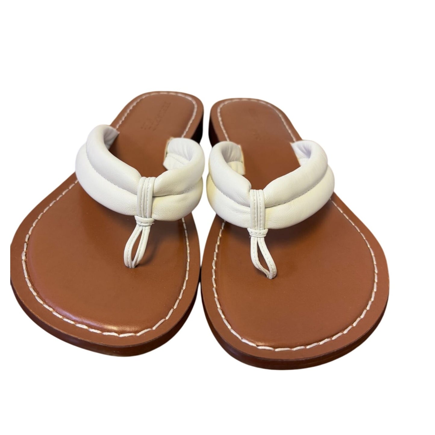 Bernardo Studio Leather Thong Sandals White & Tan 9