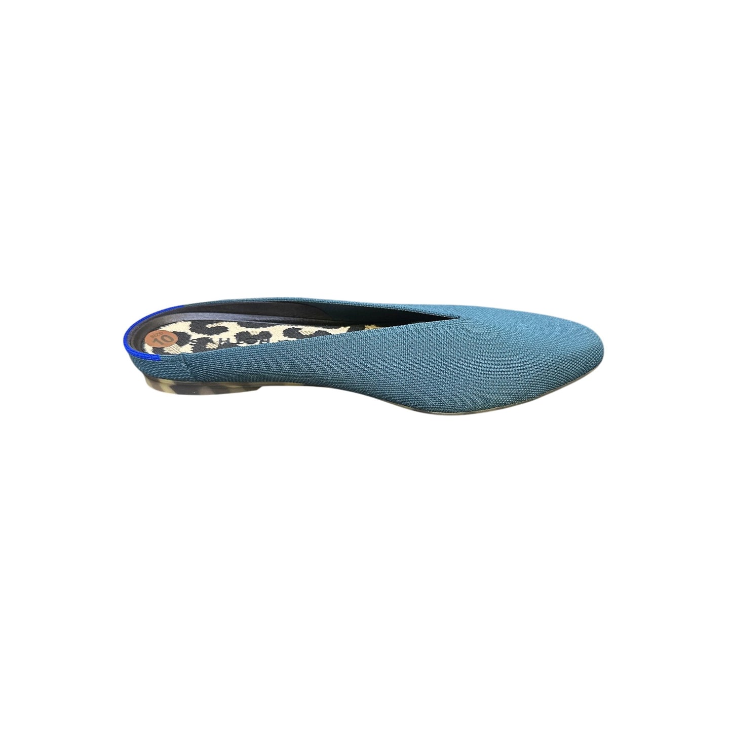 Rothys Teal Pointed Toe Flats w/Leopard Print Insole Size 10