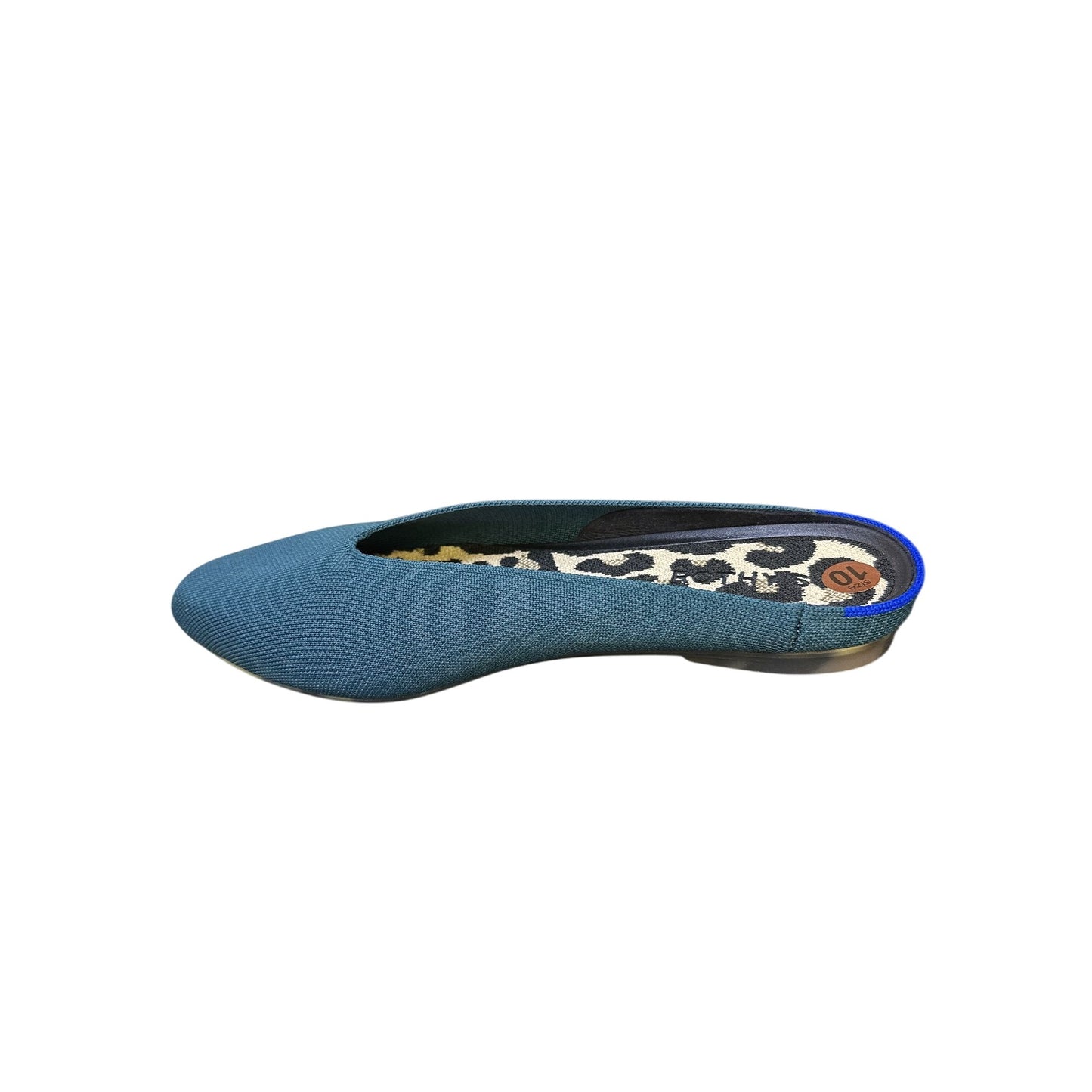 Rothys Teal Pointed Toe Flats w/Leopard Print Insole Size 10