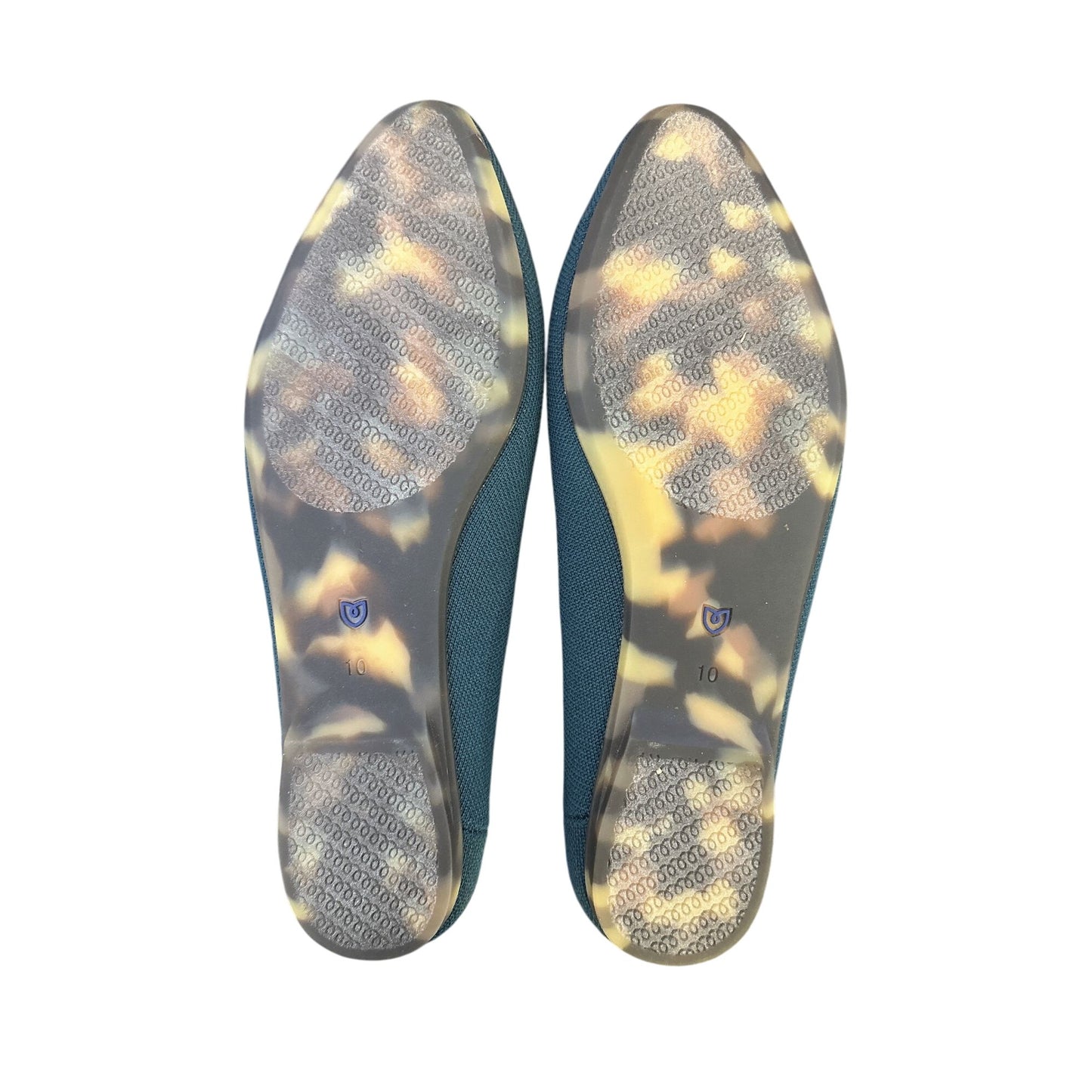 Rothys Teal Pointed Toe Flats w/Leopard Print Insole Size 10