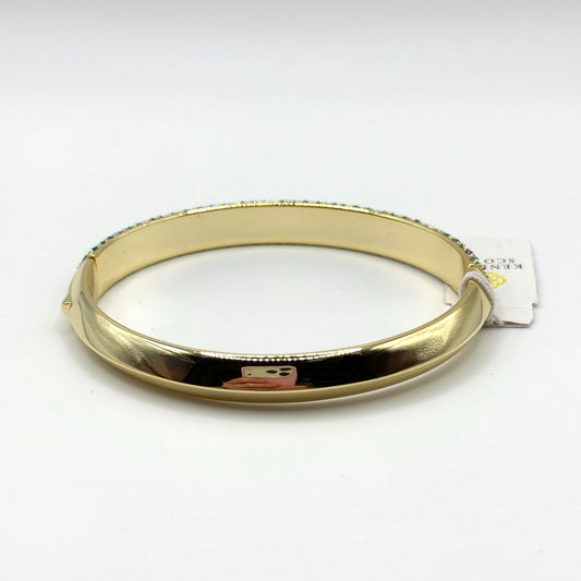 NWT Kendra Scott Mikki Pave Gold Tone Bangle Bracelet Green Blue Stones